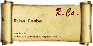 Riba Csaba névjegykártya